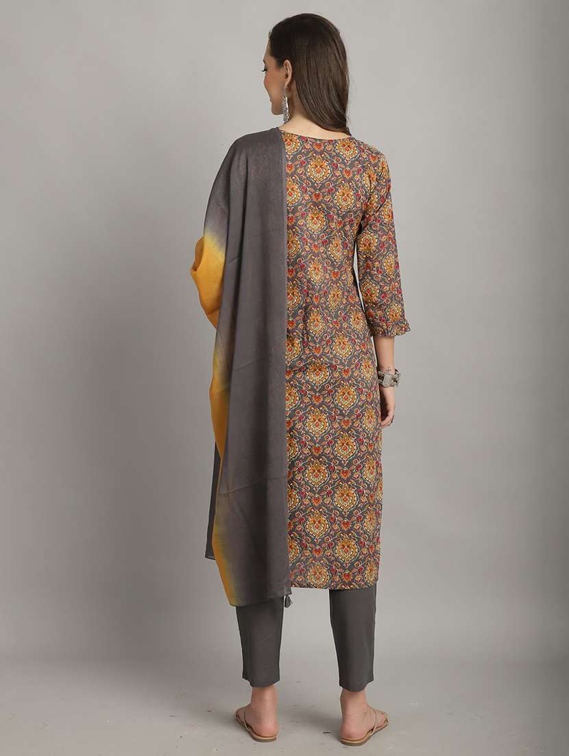 women grey printed kurta pant set with dupatta - 21558470 - Standard Image - 3