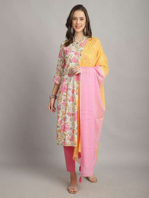 women floral kurta pant set with dupatta - 21558471 -  Standard Image - 0