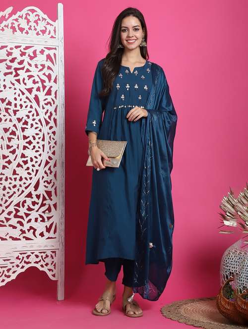 women embroidered kurta pant set with dupatta - 21558472 -  Standard Image - 0