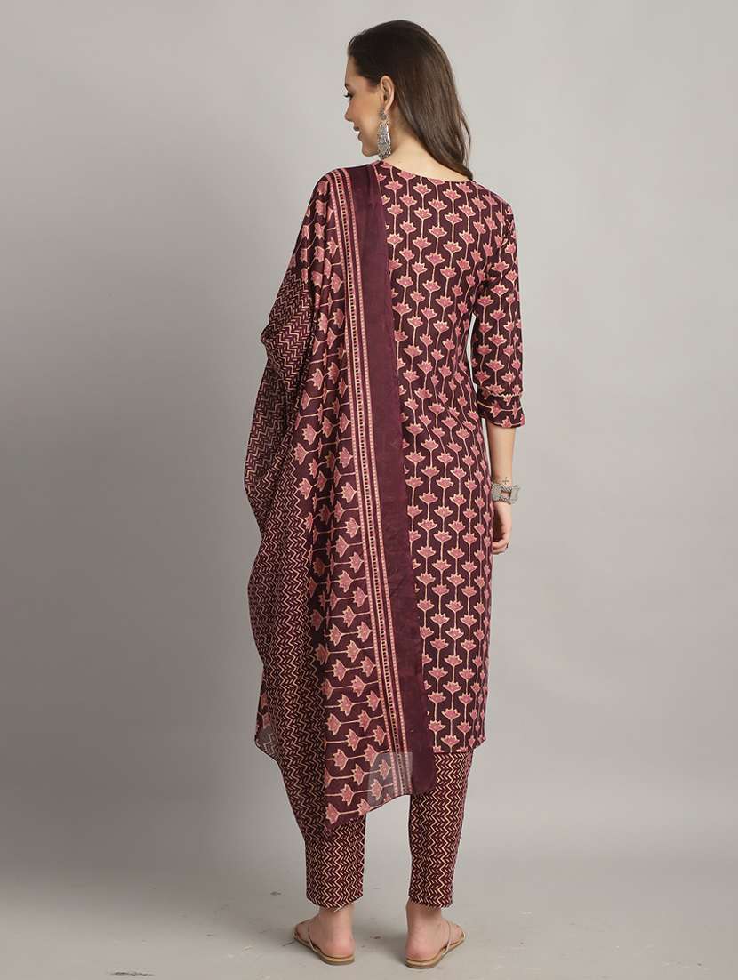 women three quarter sleeve kurta pant with dupatta set - 21558497 -  Standard Image - 3