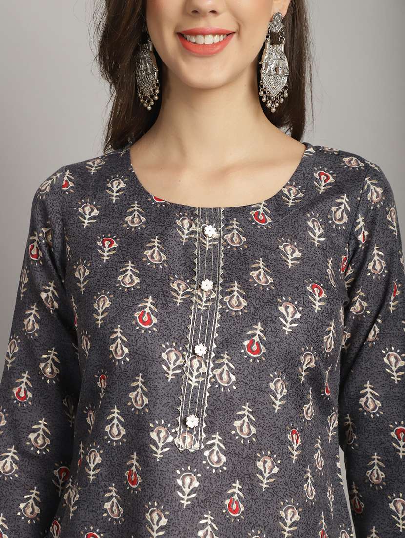 women grey printed kurta pant set with dupatta - 21558500 -  Standard Image - 5