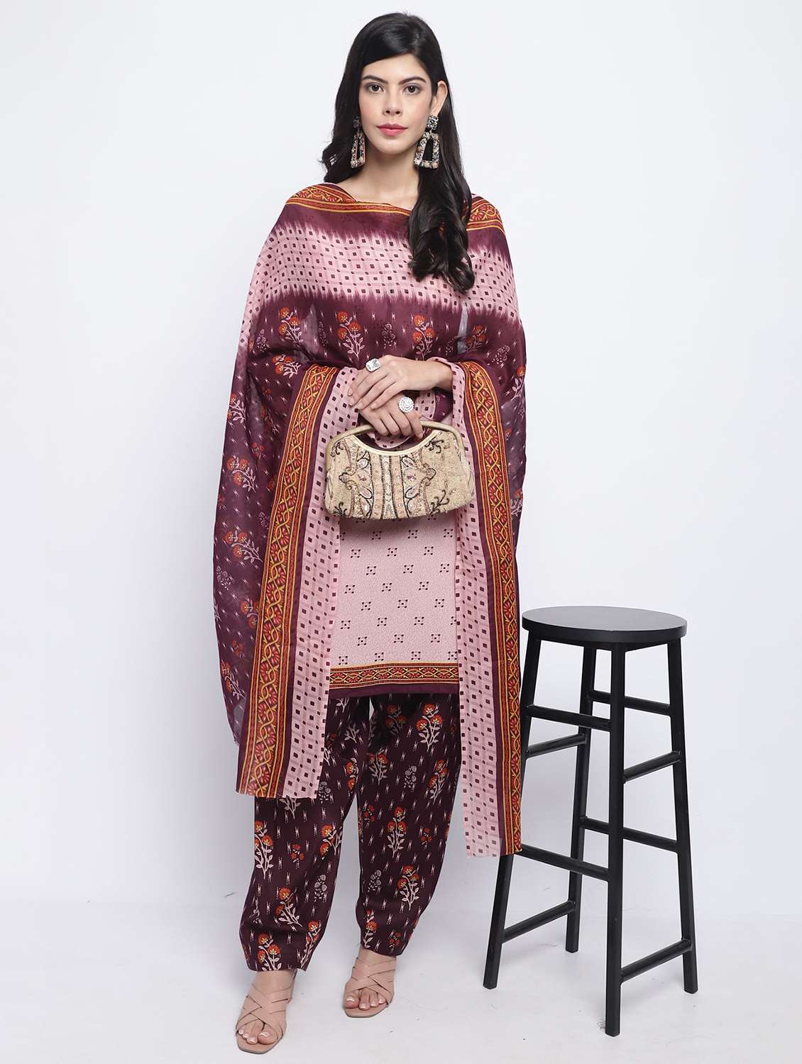 women printed kurta salwar set with dupatta