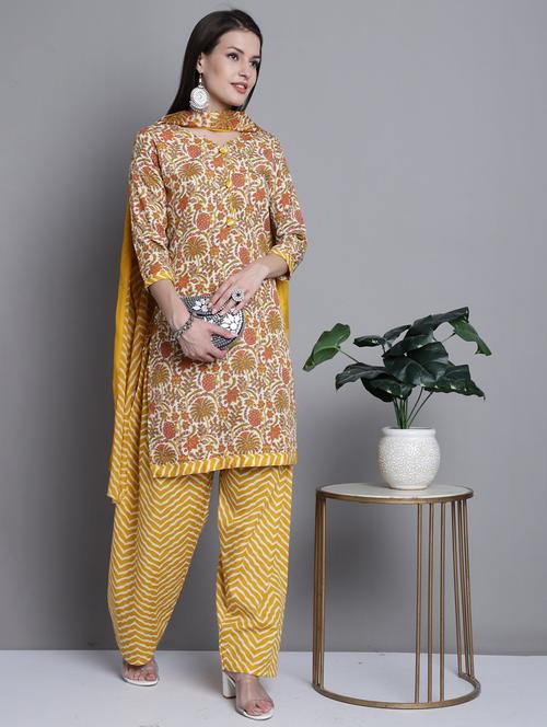 women printed kurta salwar set with dupatta - 21558507 - Standard Image - 0