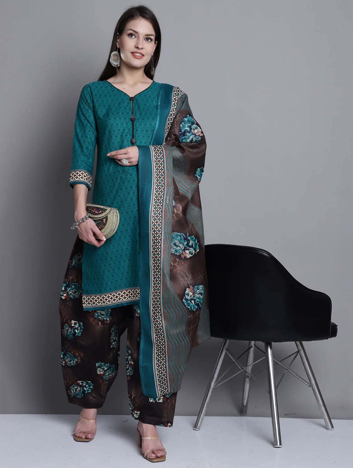 women printed kurta salwar set with dupatta