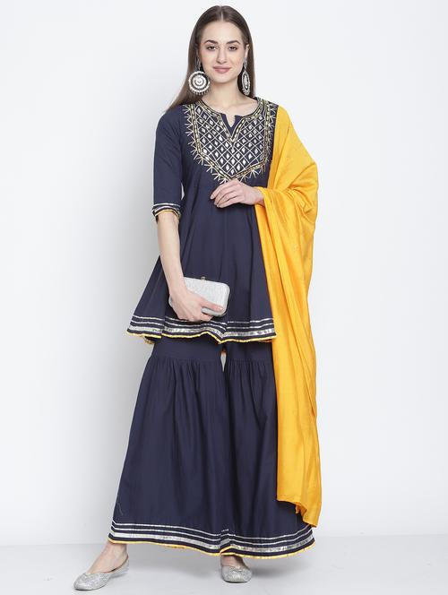 women mirror work kurta sharara  set with dupatta - 21558578 -  Standard Image - 0