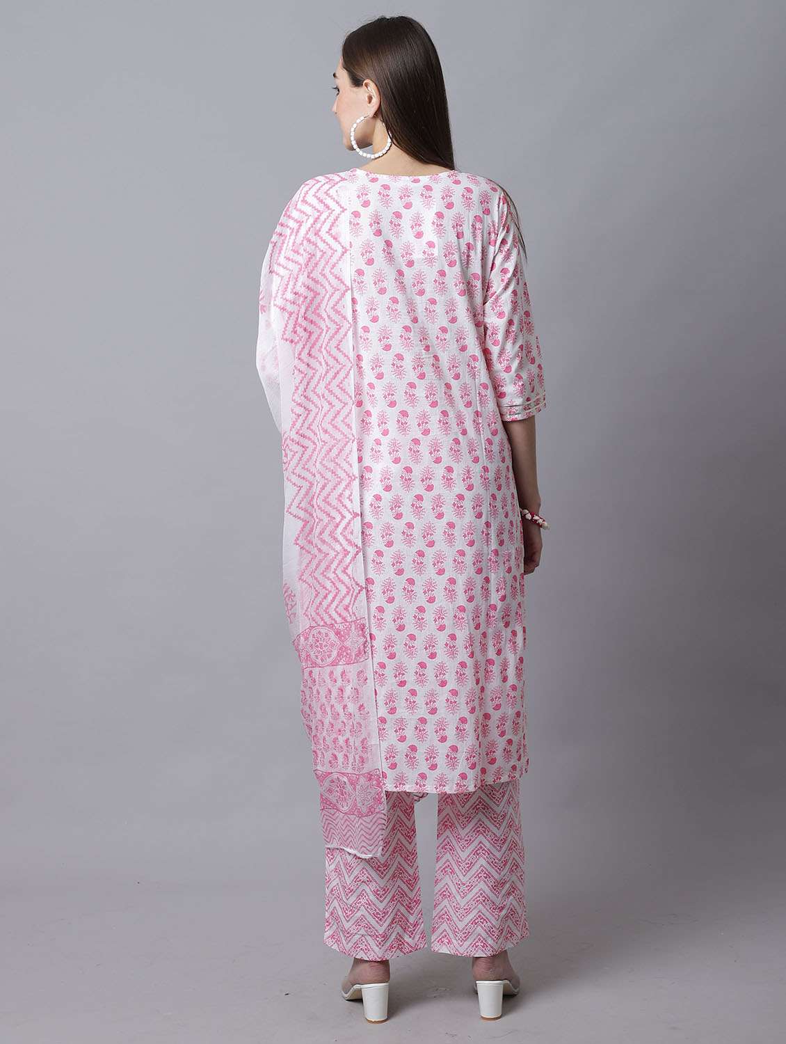 women three quarter sleeve kurta pant with dupatta set - 21558600 -  Standard Image - 3