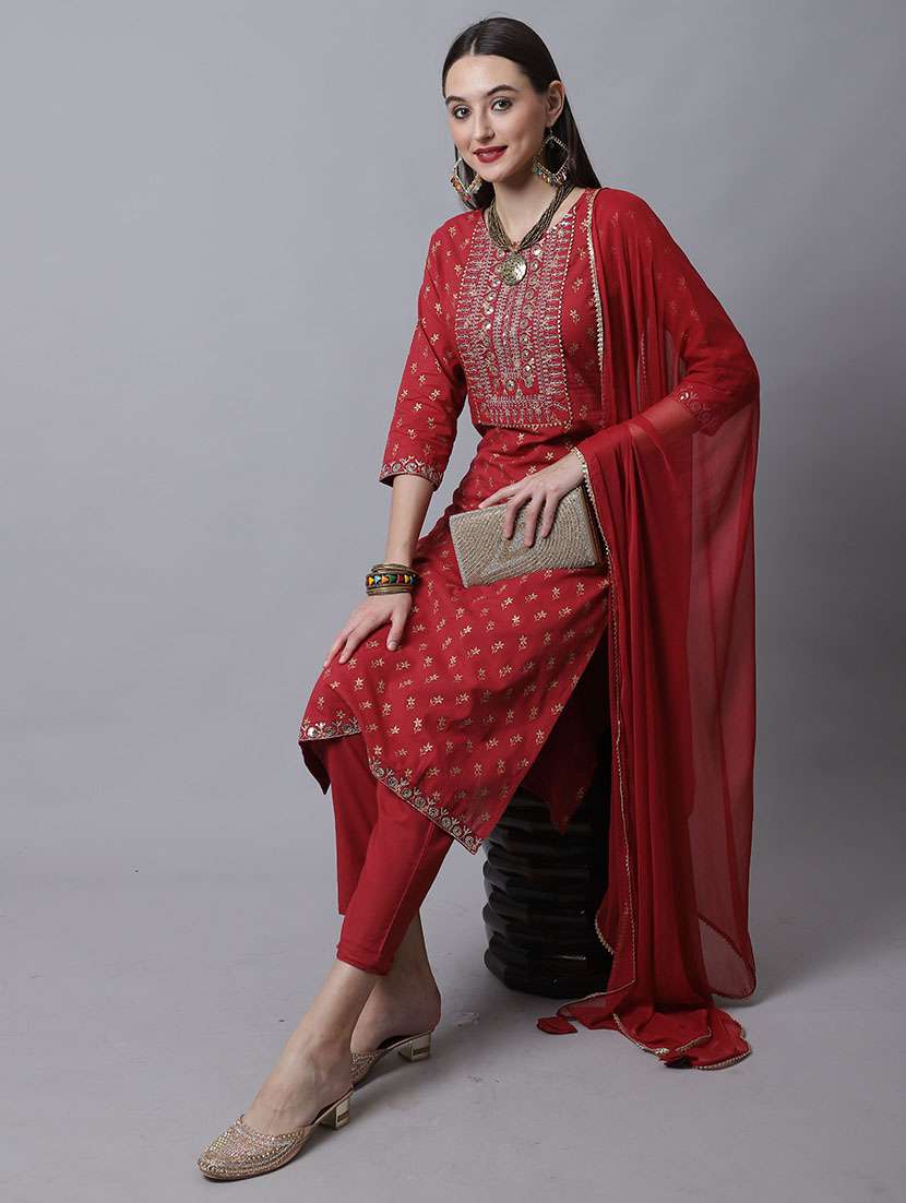 women floral kurta pant set with dupatta - 21558610 -  Standard Image - 3