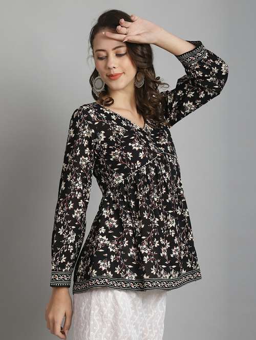 women black floral long sleeve top - 21558620 - Standard Image - 0