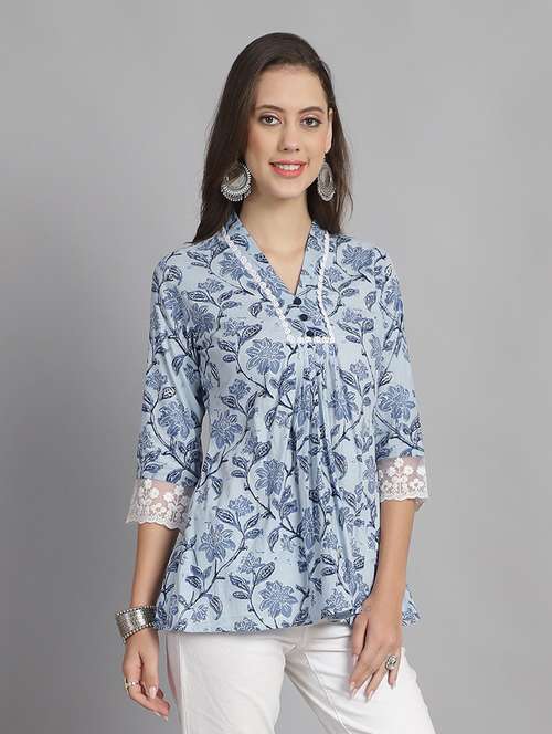 women floral v neck a-line top - 21558621 -  Standard Image - 0