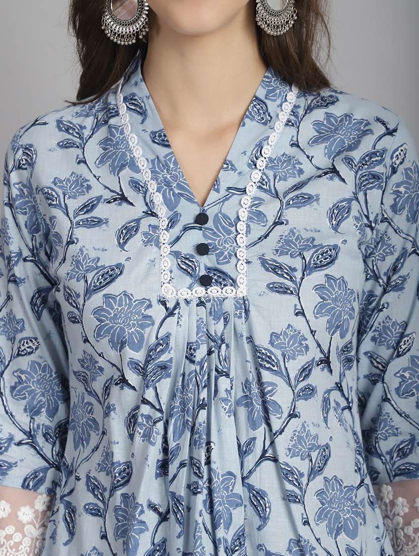 women floral v neck a-line top - 21558621 -  Standard Image - 3