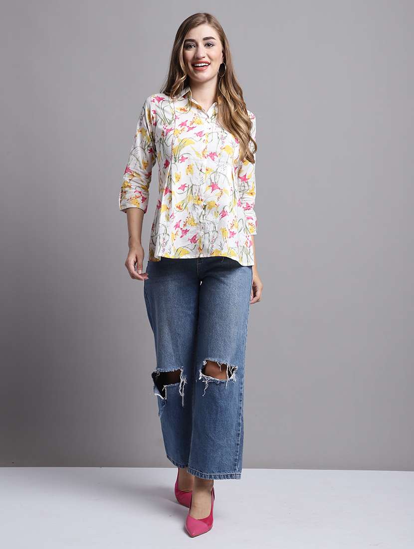 women floral three quarter sleeve shirt - 21558643 -  Standard Image - 3