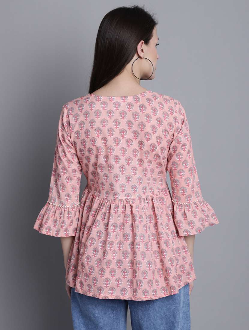 women printed three quarter sleeves ethnic top - 21558648 -  Standard Image - 3
