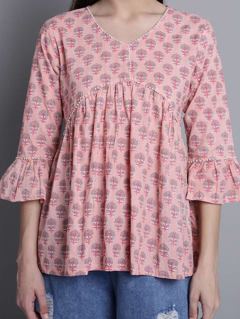 women printed three quarter sleeves ethnic top - 21558648 -  Standard Image - 5
