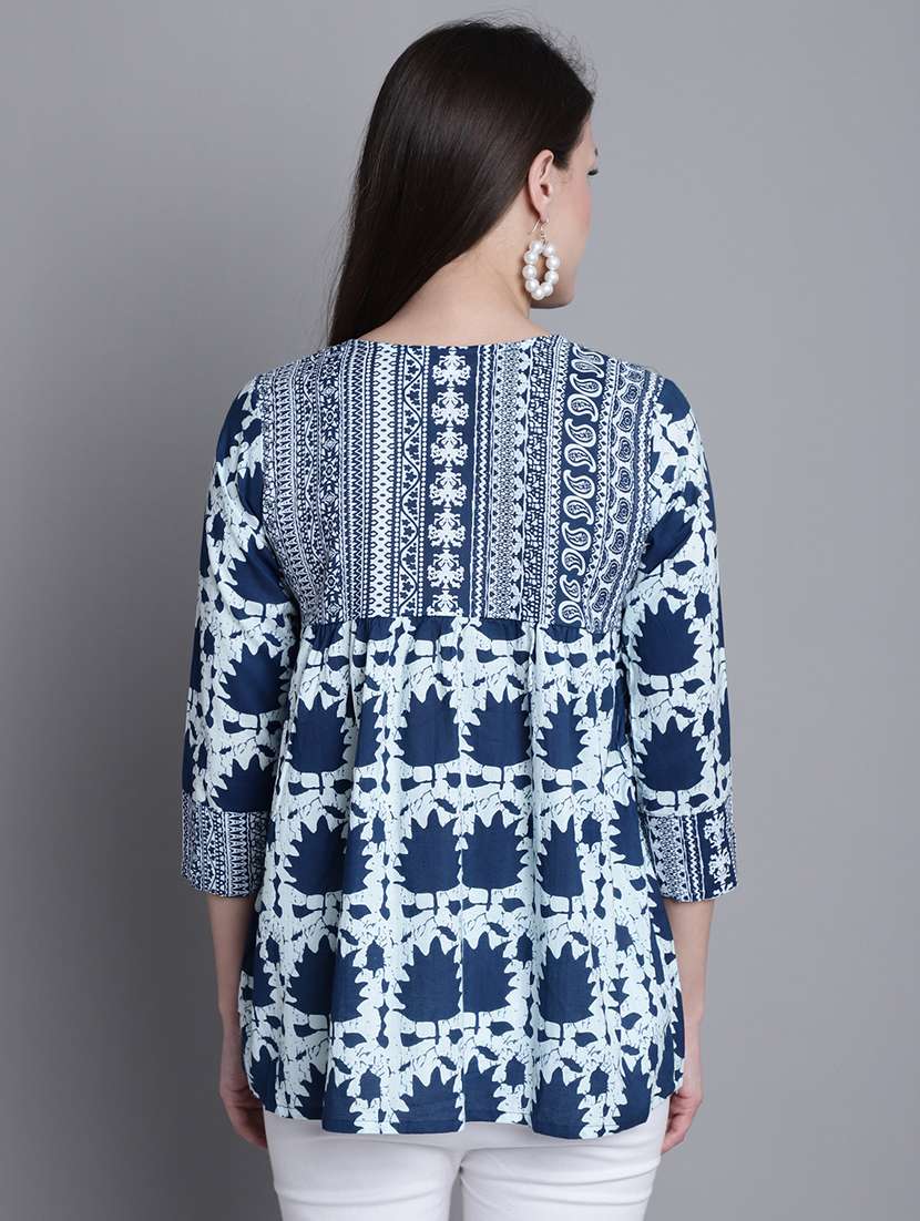 women printed three quarter sleeves ethnic top - 21558651 - Standard Image - 3
