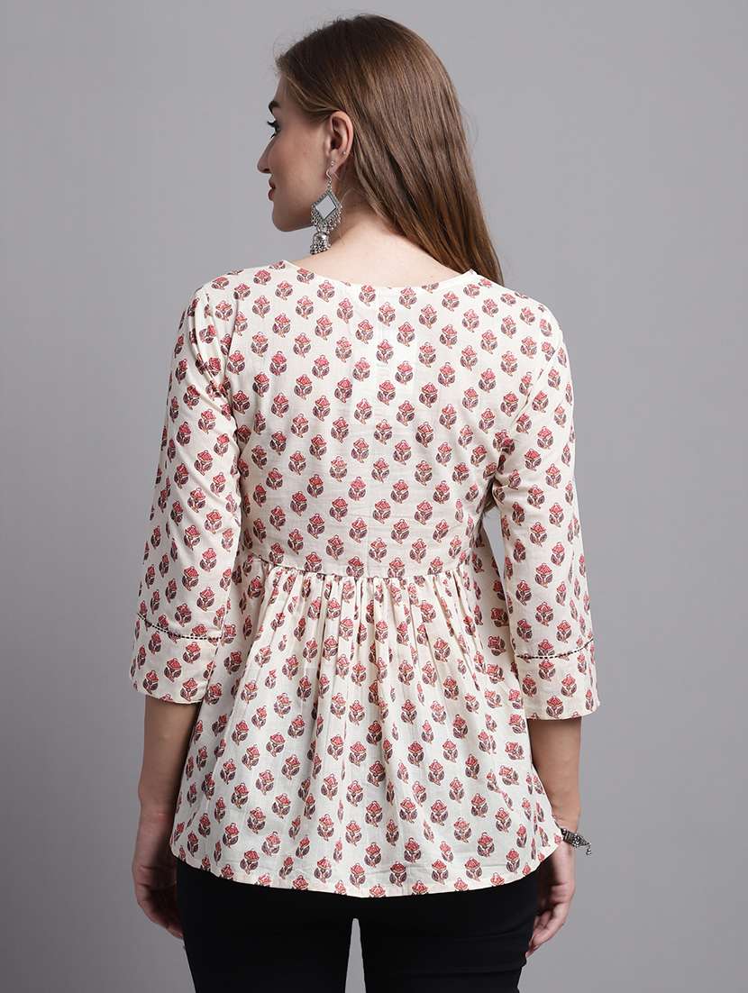 women floral printed round neck flared top - 21558658 -  Standard Image - 3