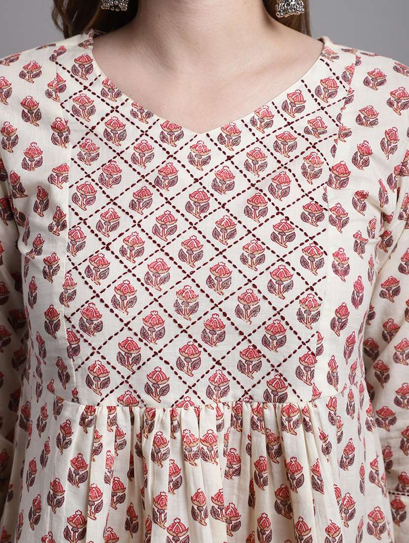 women floral printed round neck flared top - 21558658 -  Standard Image - 5