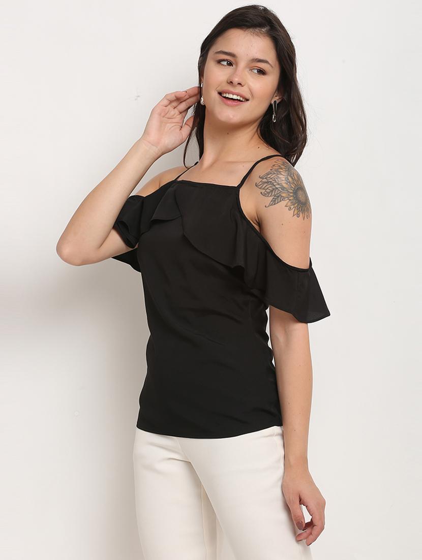 women solid shoulder strap top - 21558665 - Zoom Image - 0