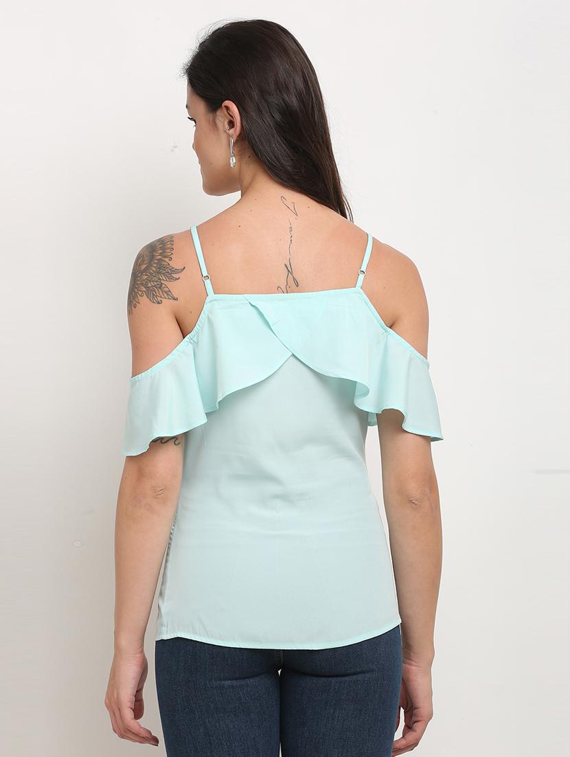 women solid shoulder strap top - 21558666 - Standard Image - 3