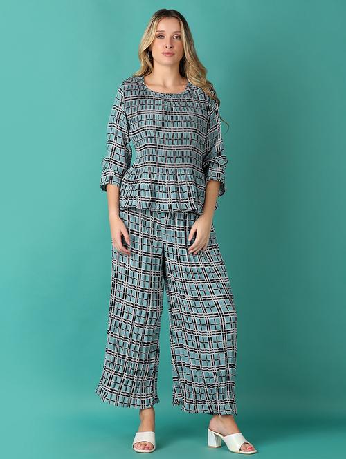 women printed top & palazzo co-ord set - 21558745 - Standard Image - 0