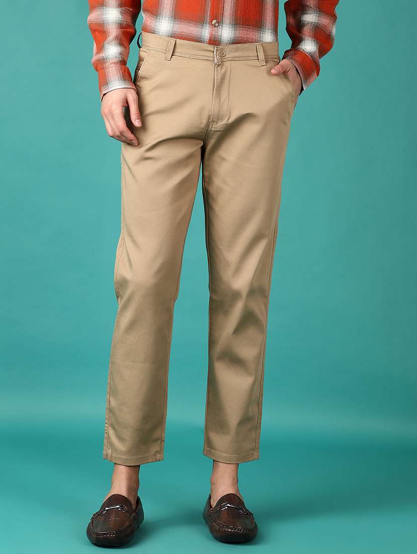 men mid rise solid chino trouser