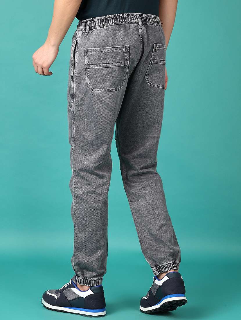 men grey solid mid rise jogger - 21558767 - Standard Image - 3