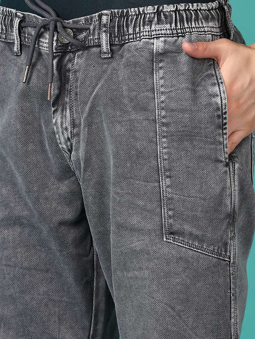men grey solid mid rise jogger - 21558767 - Standard Image - 5