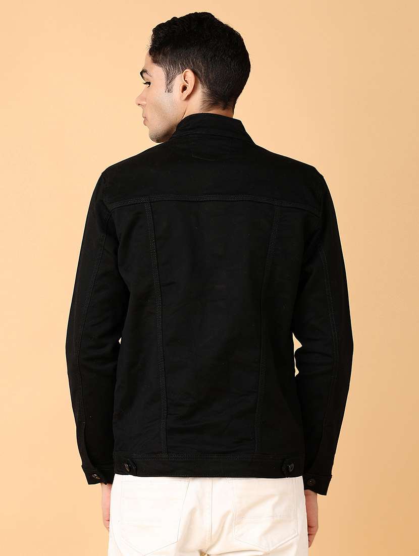 men long sleeves solid denim casual jacket - 21558770 -  Standard Image - 3