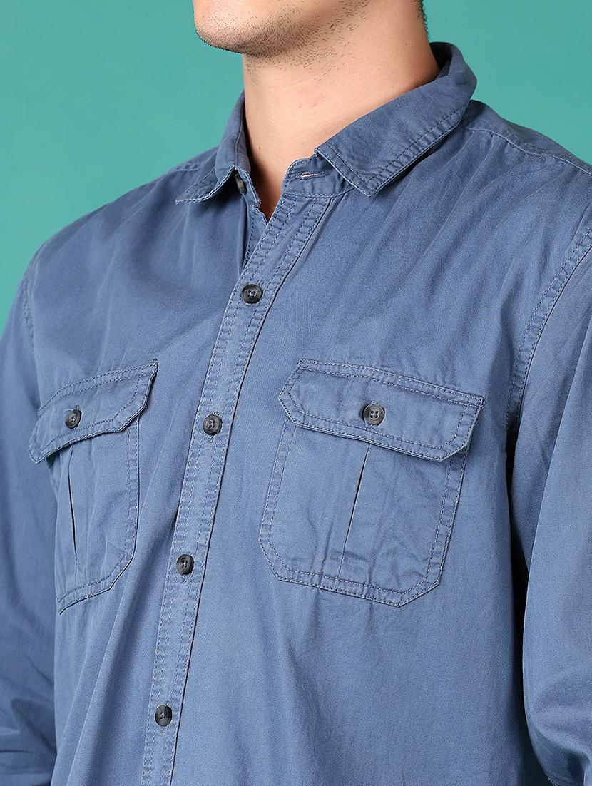 men solid collared long sleeves casual shirt - 21558771 - Standard Image - 5