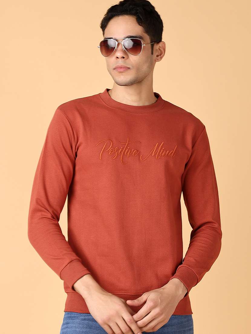 men long sleeves chest print sweatshirt