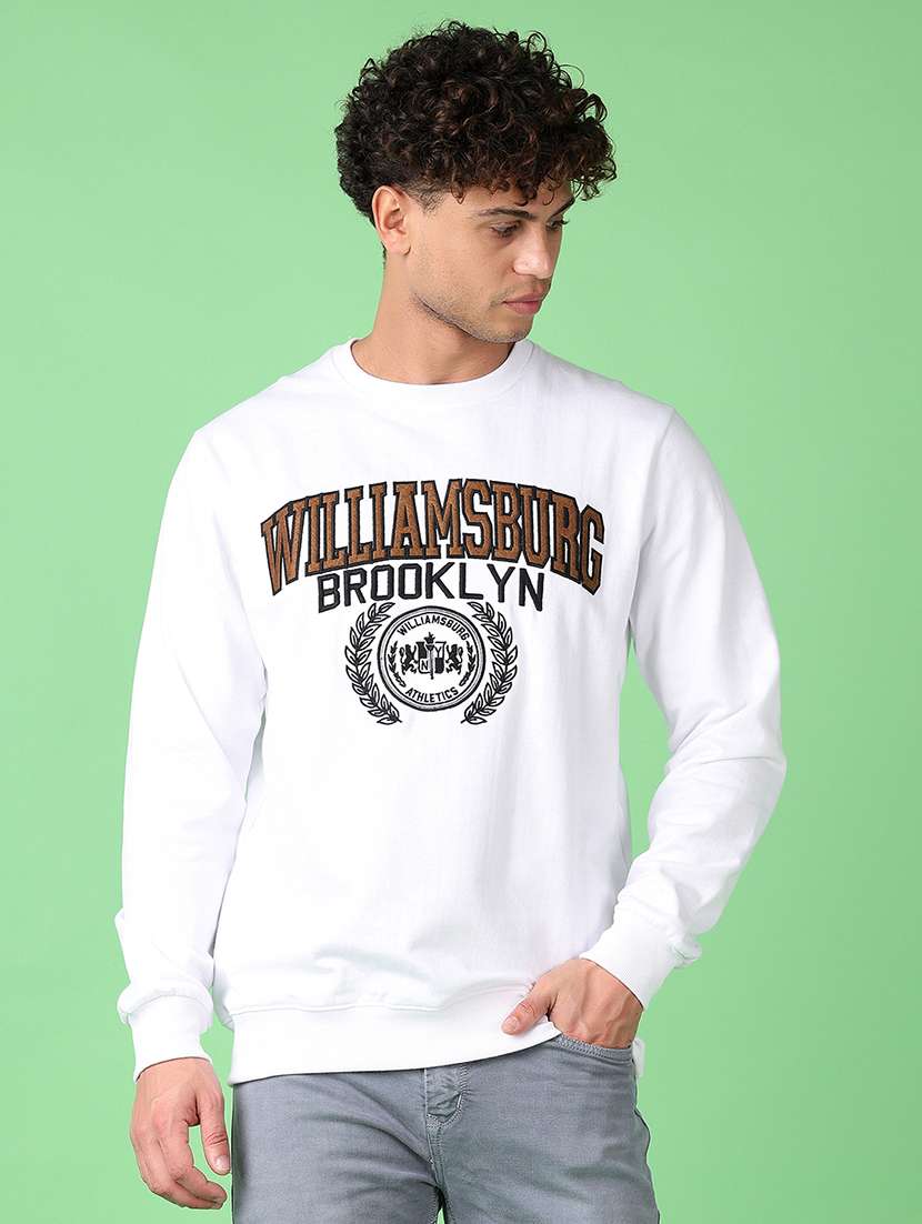men long sleeves front print sweatshirt