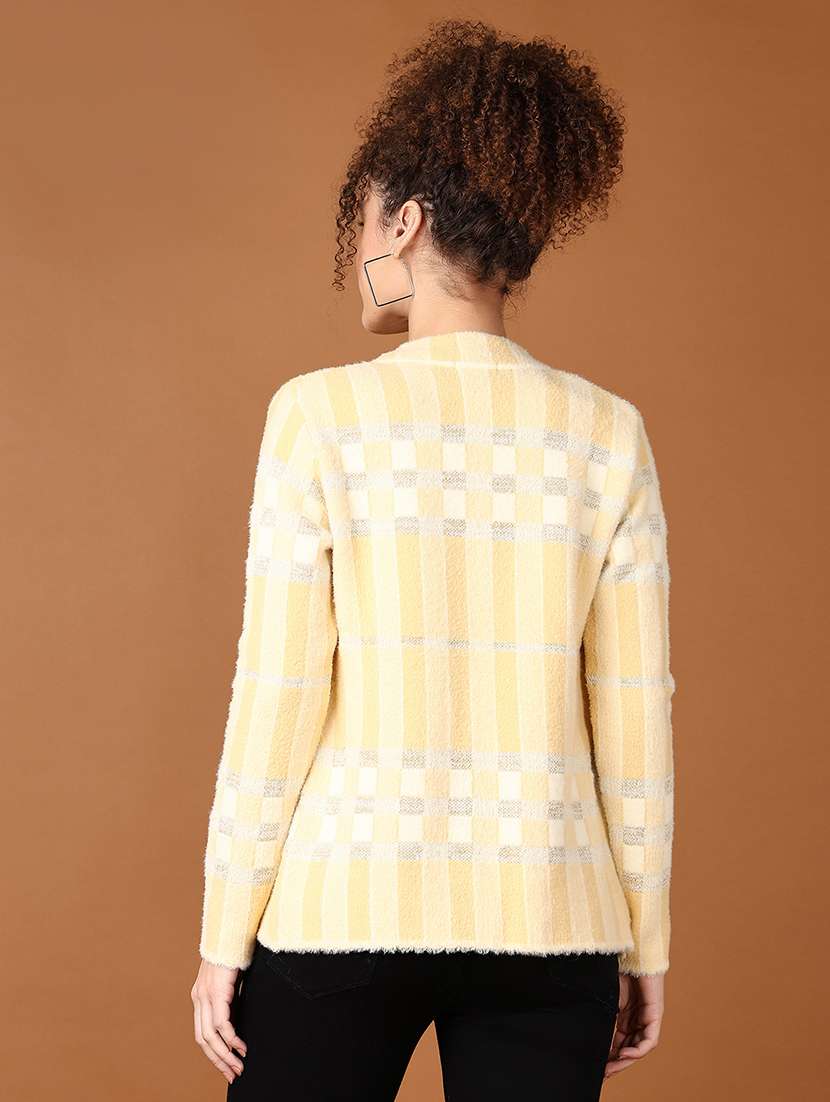 women checkered long sleeve cardigan - 21558779 -  Standard Image - 3