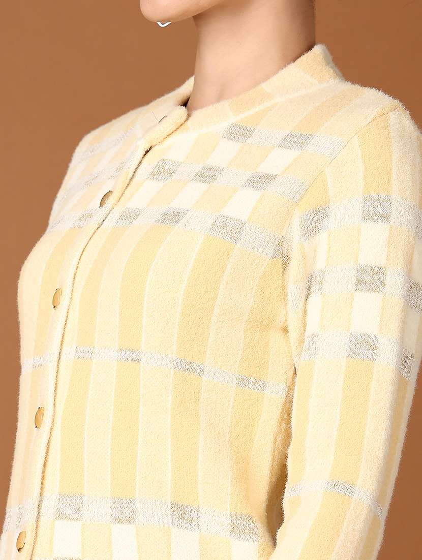 women checkered long sleeve cardigan - 21558779 -  Standard Image - 5