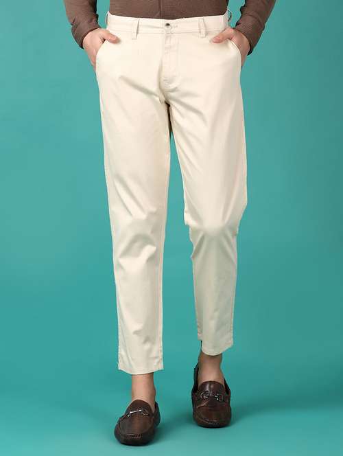 men mid rise solid chinos trouser - 21558812 -  Standard Image - 0