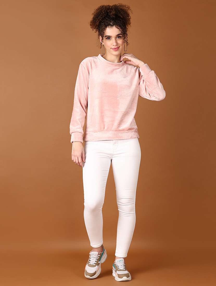 women solid long sleeve sweatshirt - 21558843 -  Standard Image - 3