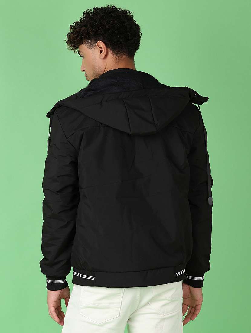 men black solid long sleeve bomber jacket - 21558871 -  Standard Image - 3