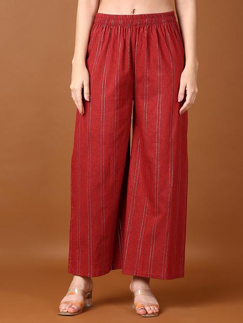 women red stripes printed palazzo - 21558882 - Standard Image - 0