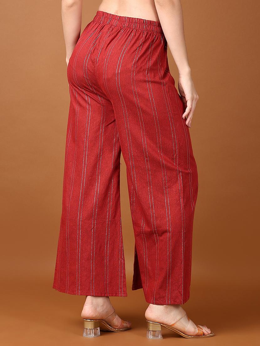 women red stripes printed palazzo - 21558882 - Standard Image - 3