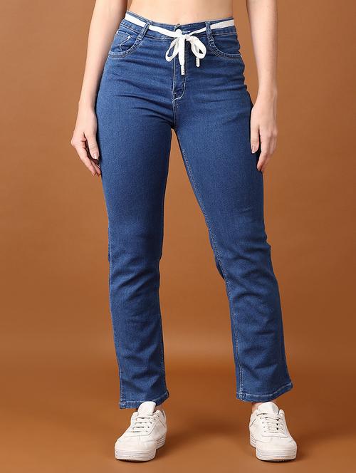 women solid mid rise denim jeans - 21559026 - Standard Image - 0