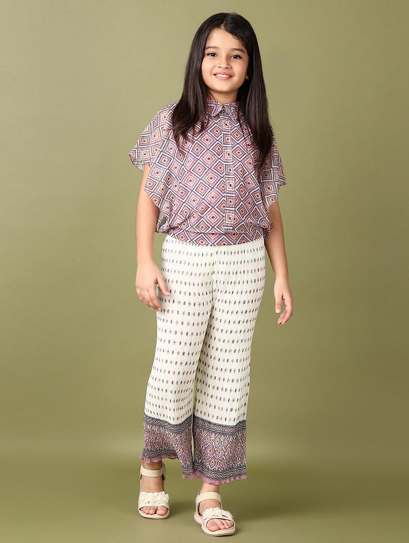 girls printed top and palazzo set