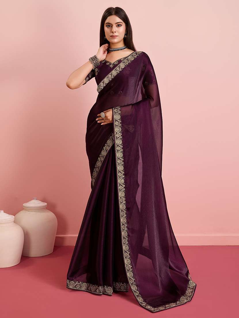 women embroidered ready to wear saree with blouse - 21559077 - Zoom Image - 0