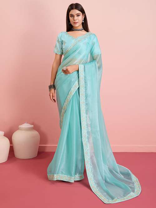 women embroidered ready to wear saree with blouse - 21559079 -  Standard Image - 0