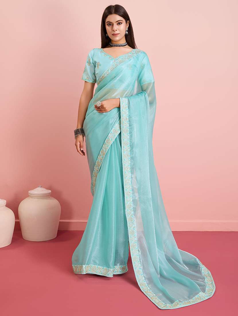 women embroidered ready to wear saree with blouse - 21559079 -  Zoom Image - 0