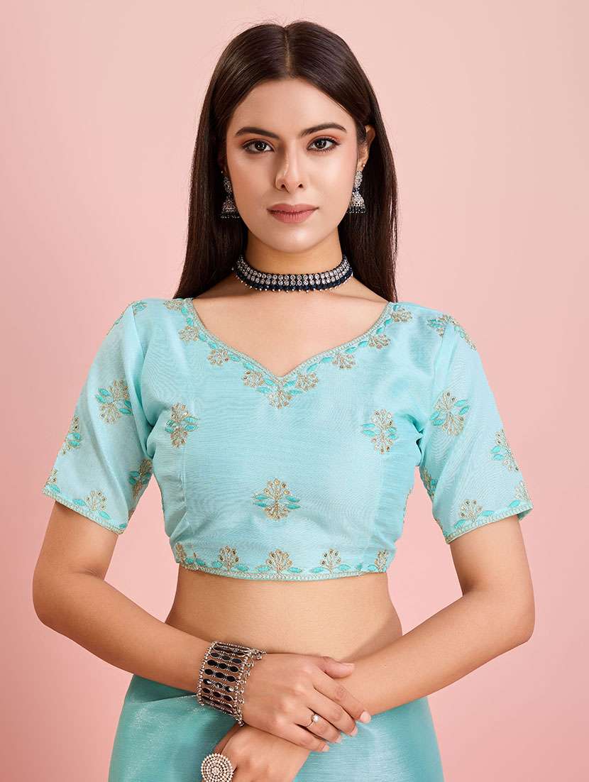 women embroidered ready to wear saree with blouse - 21559079 - Standard Image - 3