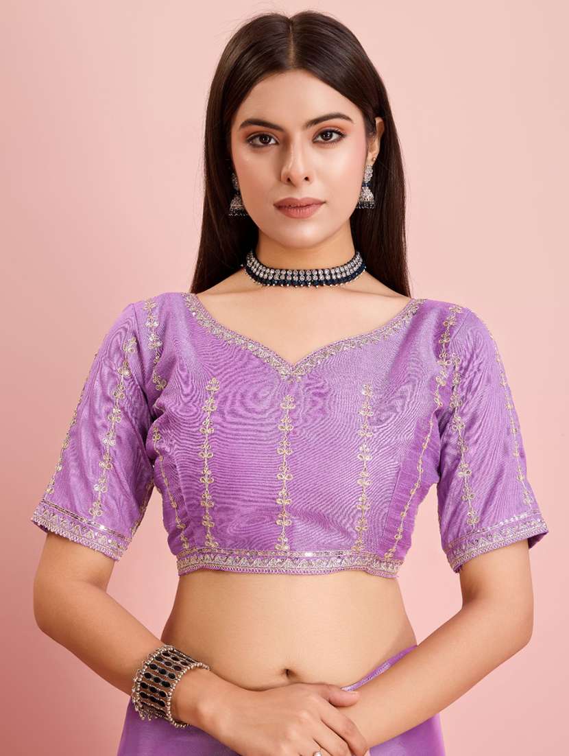 women lavender ready to wear saree with blouse - 21559106 - Standard Image - 3