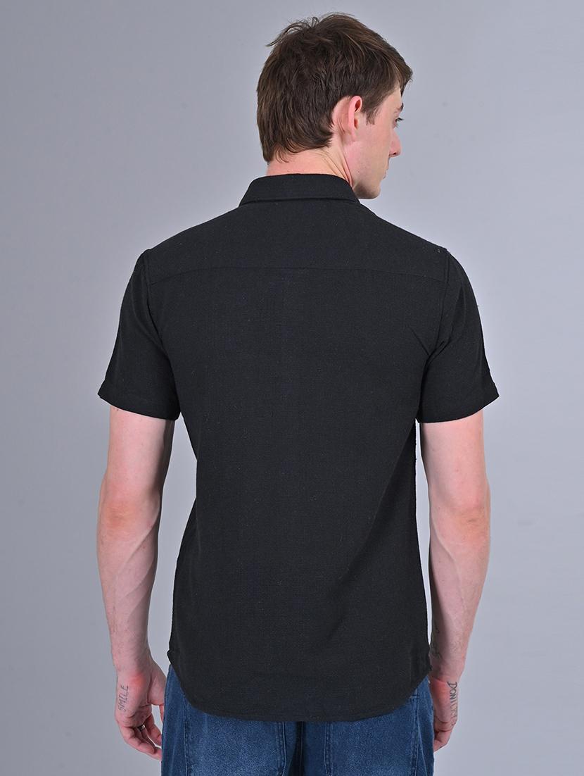 men slim fit solid short sleeves casual shirt - 21559128 - Standard Image - 3