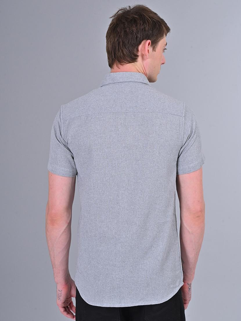 men slim fit solid short sleeves casual shirt - 21559130 - Standard Image - 3