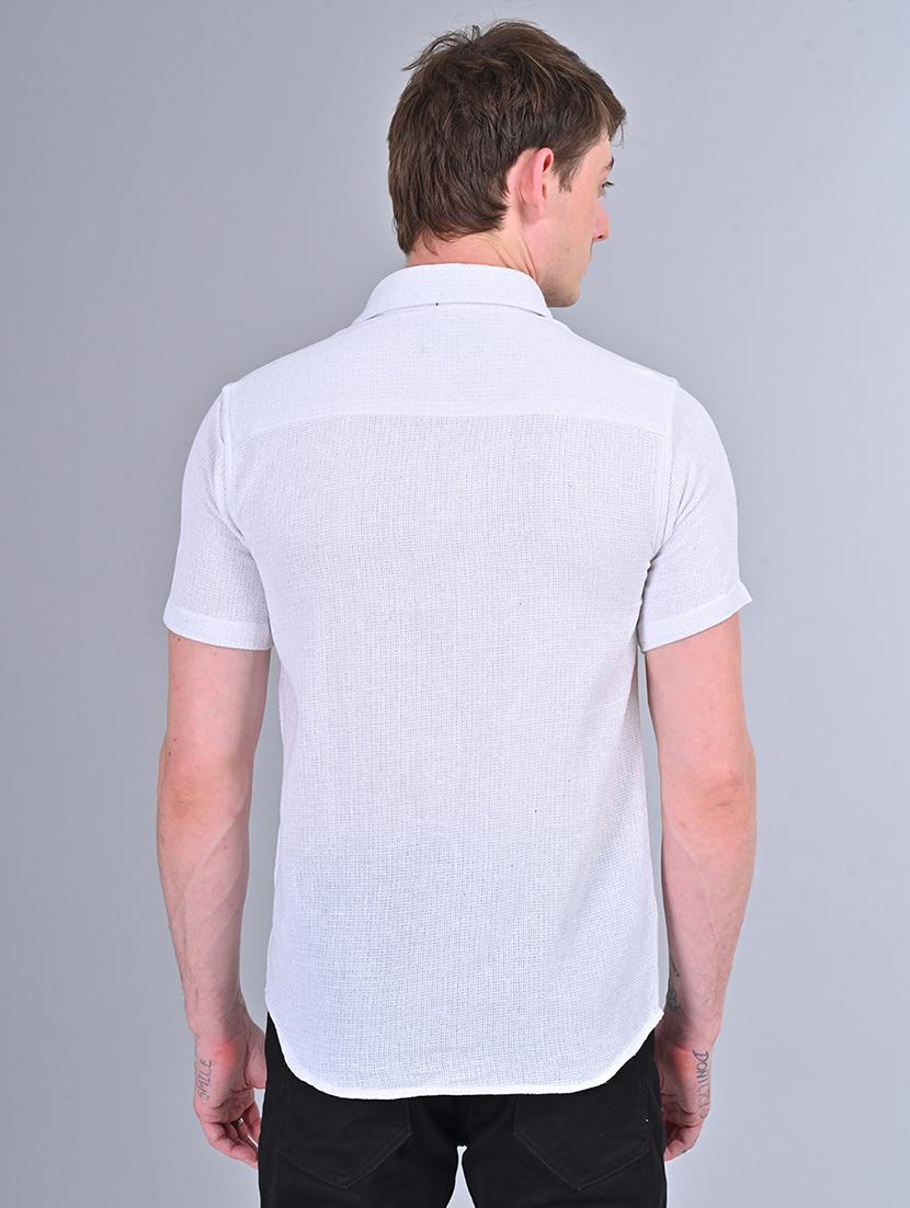 men slim fit solid short sleeves casual shirt - 21559131 - Standard Image - 3