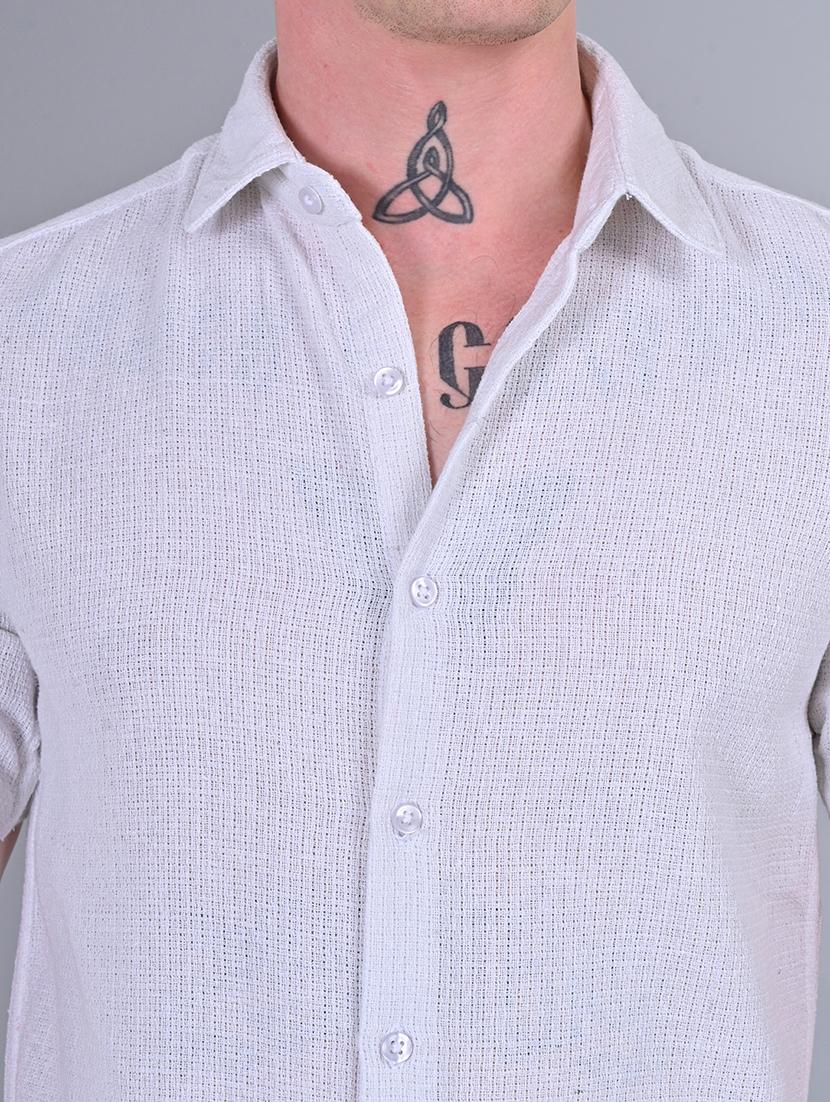 men slim fit solid short sleeves casual shirt - 21559131 - Standard Image - 5