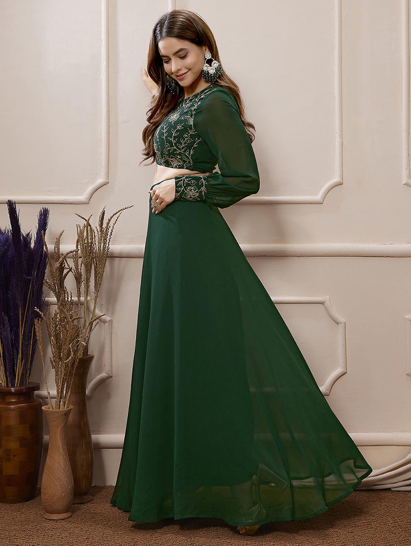 women green long sleeve skirt top set - 21559138 - Standard Image - 3