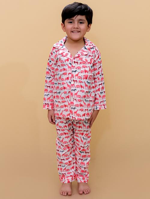 unisex printed long sleeves pyjama nightwear set - 21559312 - Standard Image - 0